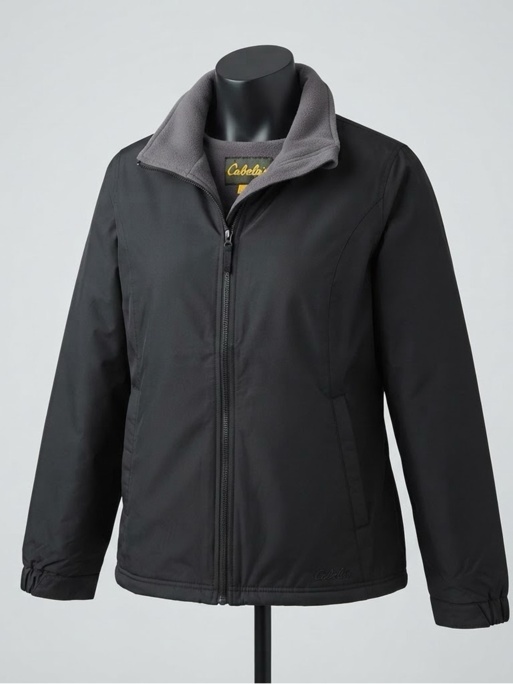Cabela's Black Full Zip Fleece Lined Winter Jacket Coat Size Large Regular